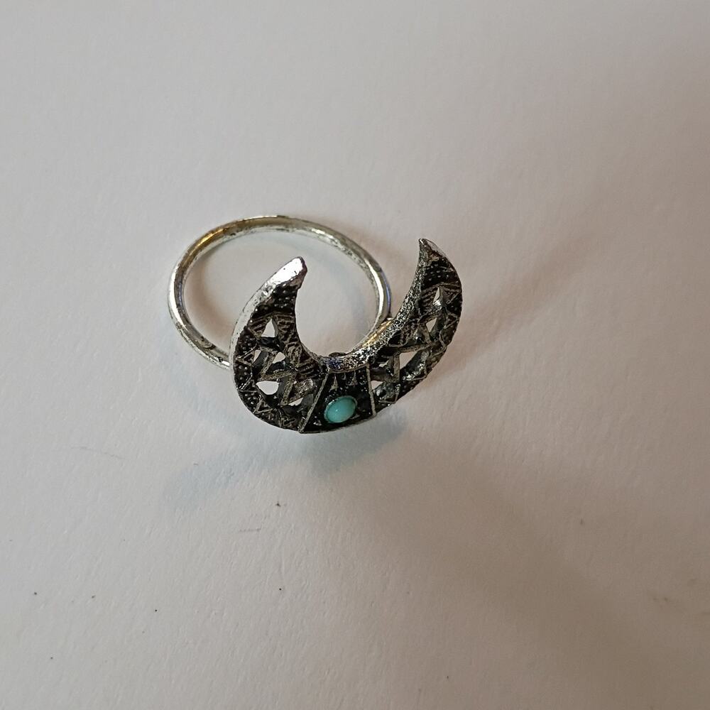 Celestial Moon with Turquoise stone ring size 6.5 ( J17 )